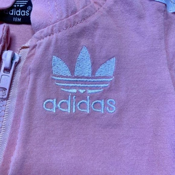 ADIDAS Girls Short Sleeved Jacket Top 18 Months Pink Hoody Toddler Girl 12-18 - Picture 3 of 5